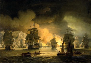 Thomas Luny The bombardement of Algiers Naval Battles Oil Paintings